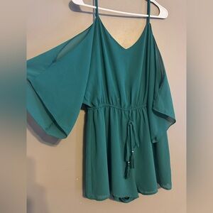 Naked Zebra Teal Shorts Romper